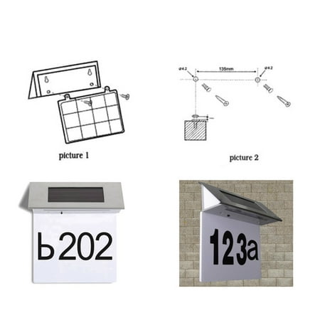 LED Waterproof Number Doorplate Solar Lamp Outdoor House Indicating Lights